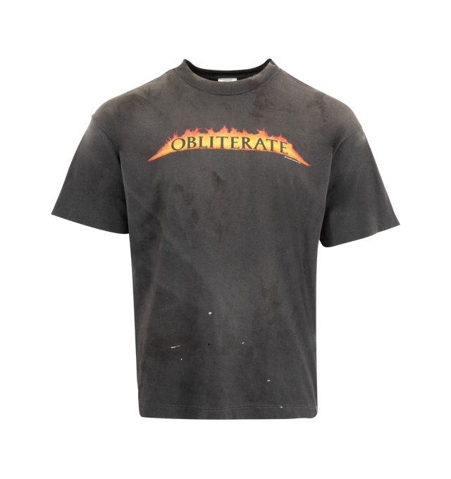 Image 1 of 2 - BLACK - SAINT MICHAEL Obliterate Tee featuring crew neck, short sleeves, relaxed fit and graphic print on front and back. 100% cotton.