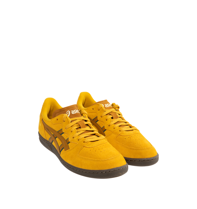Image 2 of 5 - YELLOW - ASICS Skyhand OG Sneaker featuring minimalistic suede paneling, FLYTEFOAM PROPEL cushioning, EVA heel wedge and gum outsole.
