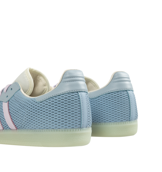 Image 3 of 5 - BLUE - ADIDAS Samba OG Shoes featuring regular fit, lace closure, mesh-like leather upper, leather and textile lining and rubber outsole.