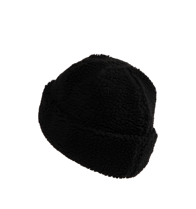 Image 2 of 2 - BLACK - CARHARTT WIP Prentis Beanie featuring soft textured pile, an allover jacquard motif and a woven Square Label on the cuff. 100% polyester pile, 10.3 oz.