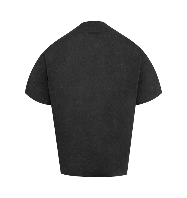 Image 2 of 2 - BLACK - FEAR OF GOD ESSENTIALS Essential Tee featuring rib-knit crewneck, vintage fit to shape more closely to the body with shorter sleeves, embroidered Essentials script logo on front and the Fear of God Essentials label at the back collar. 60% cotton, 40% polyester jersey.