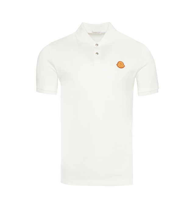 Image 1 of 2 - WHITE - MONCLER Polo Shirt has a classic collar and three button placket. 100% cotton.  