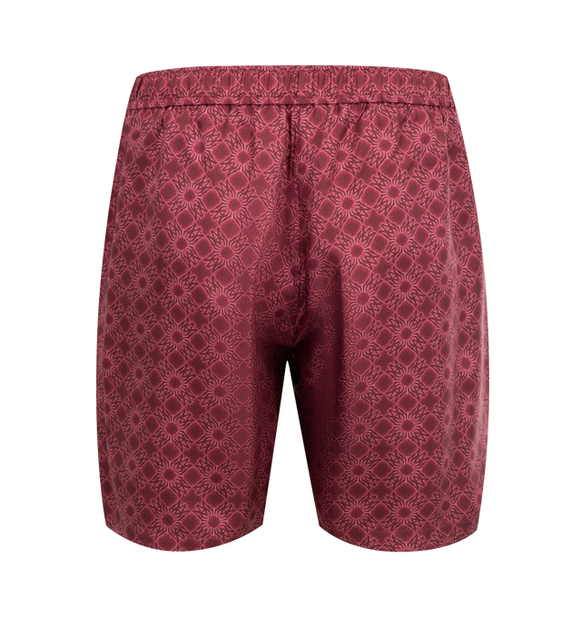 Image 2 of 3 - RED - AMIRI MA Quad Bowling Shorts featuring silk twill, pattern printed throughout, drawstring at elasticized waistband and side slit pockets. 100% silk. Made in Italy.