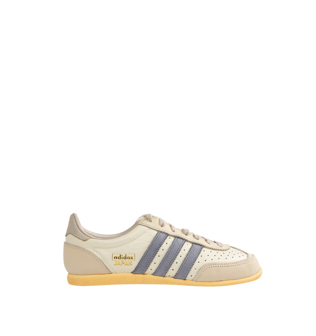 Image 1 of 5 - MULTI - Adidas Japan W Sneakers are a low top, lace-up style with leather uppers, perforations for breathability, double stitching at the toes and heel counters for durability and support, textured EVA midsoles, and signature gold branding.