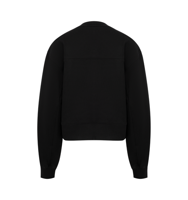 Image 2 of 2 - BLACK - RUADH The Jura Sweatshirt featuring a luxe, organic silhouette in ultra-soft, washed organic cotton. The Jura is an inspired silhouette that brings together a voluminous sleeve and classic sweatshirt details. Featuring RADH emblem embroidery at the sleeve edge. 100% organic cotton. Made in Portugal.