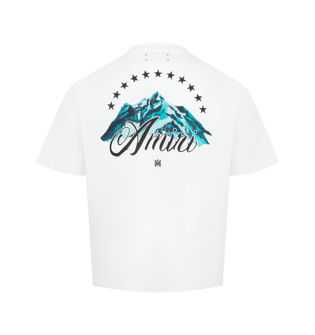 Image 2 of 2 - WHITE - AMIRI Mountain Tee featuring round neck, chest logo, back mountain design, short sleeves, straight hem and tonal stitching. 100% cotton.