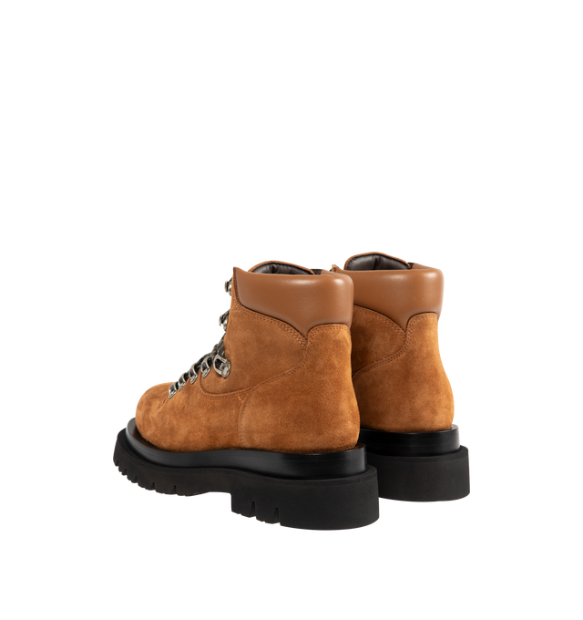 Image 3 of 4 - BROWN - BOTTEGA VENETA Lug Hiking Ankle Boot featuring lace-up hiking ankle boot crafted from rugged suede with a smooth leather collar and micro rubber outsole. Lining: calf leather. Made in Italy.