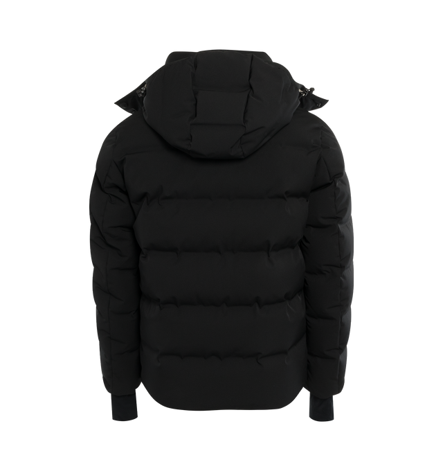 Image 2 of 3 - BLACK - MONCLER GRENOBLE MONTGETECH JACKET featuring nylon lining, down-filled, bonded boudin, detachable hood with snap buttons, adjustable with drawstring fastening, fleece inner collar, fabric number transfer, YKK Aquaguard Highly Water Resistant zipper closure, ski pass pocket with snap button closure, exterior pockets with YKK Aquaguard Highly Water Resistant zipper closure, interior media pocket, windproof powder skirt, stretch jersey wrist gaiters and ski pass pocket. 87% polyamide/nyl 