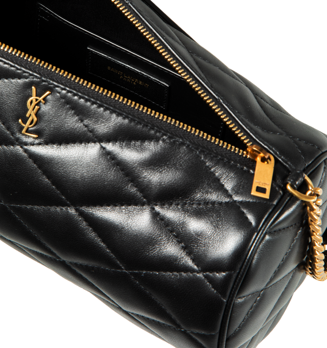 Image 3 of 3 - BLACK - SAINT LAURENT Sade Small Tube Bag featuring diamond quilted overstitching, zipped closure, one main compartment and grosgrain lining. 9.4 X 4.7 X 4.7 inches. 100% lambskin.   