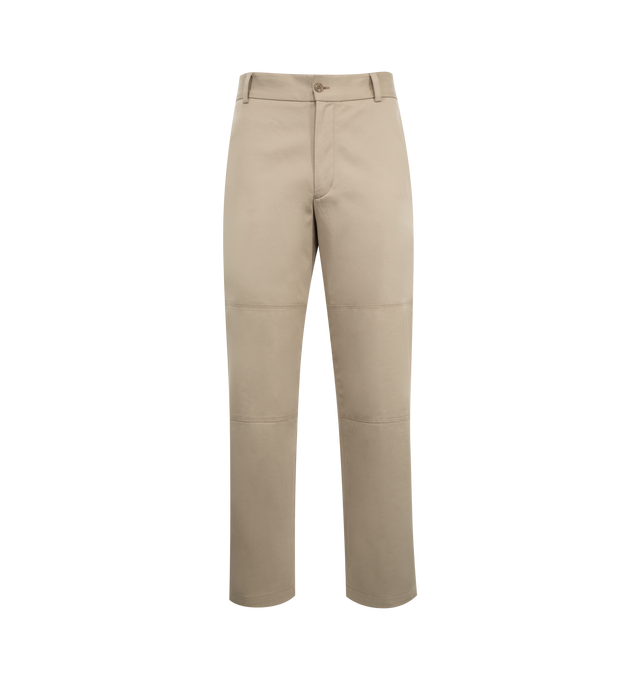 Image 1 of 3 - NEUTRAL - Moncler Cotton Gabardine Trousers have a zip and button closure, top stitching at the knees, side pockets, and back pockets. Cotton gabardine.