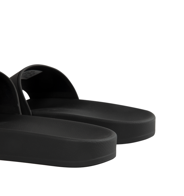 Image 3 of 4 - BLACK - BALENCIAGA Pool Slide Sandal featuring molded rubber footbeds, unity sports icon artwork on the strap and tone-on-tone sole and insole. Upper: polyurethane. Sole: EVA. Made in Italy.