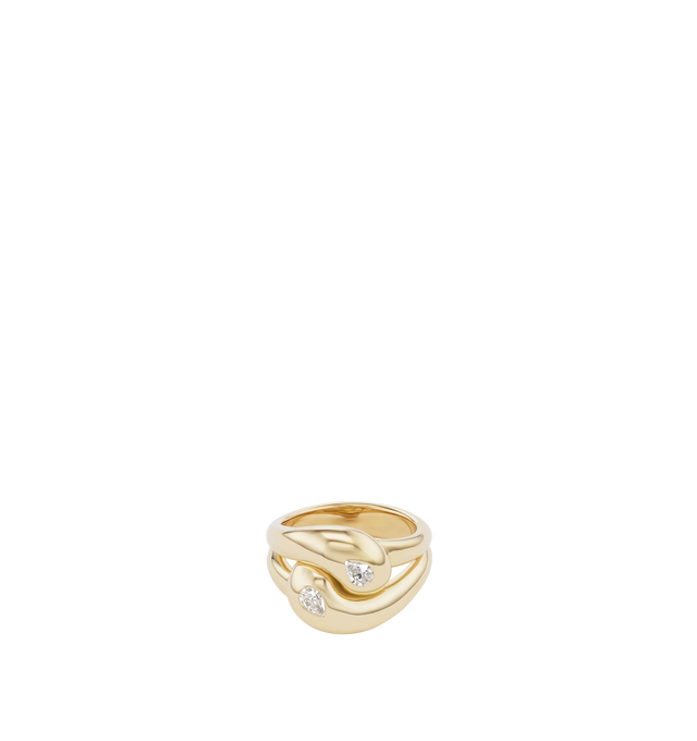 Image 1 of 2 - GOLD - BRENT NEALE Knot Ring with 2 Diamond Pears featuring 18K yellow gold and 2 diamond pears (0.80cttw).