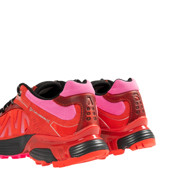 Image 3 of 5 - RED - SALOMON XT Whisper Aries Sneaker featuring traditional lacing system with eyelets, textile and leather upper, agileChassis system, OrthoLite diecut sockliner, textile lining, chevron lugs mud contaGRIP. 100% polyester.