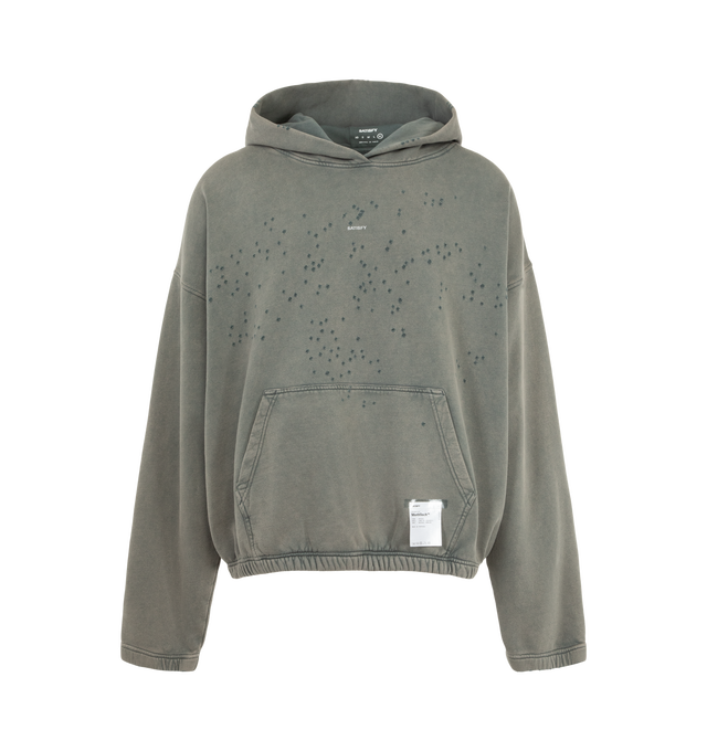 Image 1 of 2 - GREY - Satisfy Men's MothTech Hoodie is crafted from organic cotton and features signature MothTech laser-cut perforations for targeted airflow. Designed for comfort and freedom of movement, it is finished with elasticized cuffs and hem, a pouch pocket with a mini S-Carabiner for keys, and a detachable external care label. Main Material: 100% Organic cotton.