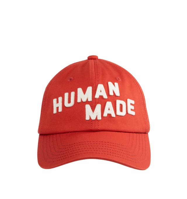 Image 1 of 3 - RED - HUMAN MADE 6 Panel Twill Cap featuring six panel cap in cotton twill with a distinctive three-dimensional brand logo and adjustable closure at the back. 100% cotton.