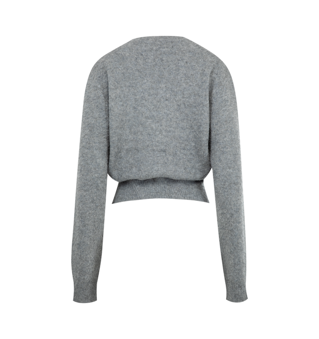 Image 2 of 2 - GREY - R13 Split Hem Cardigan featuring cropped fit, button front closure, v neck and ribbed cuffs and hem.