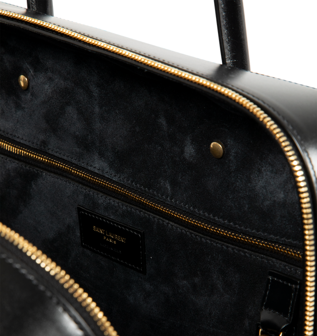 Image 3 of 3 - BLACK - SAINT LAURENT Sac De Jour Bauletto Bag crafted in smooth leather featuring a wide double-zip opening, long handles, leather lining, bronze-tone hardware, zip closure, one zip pocket and one flat pocket. 13" x 9.3" x 3.9". Calfskin. Made in Italy.