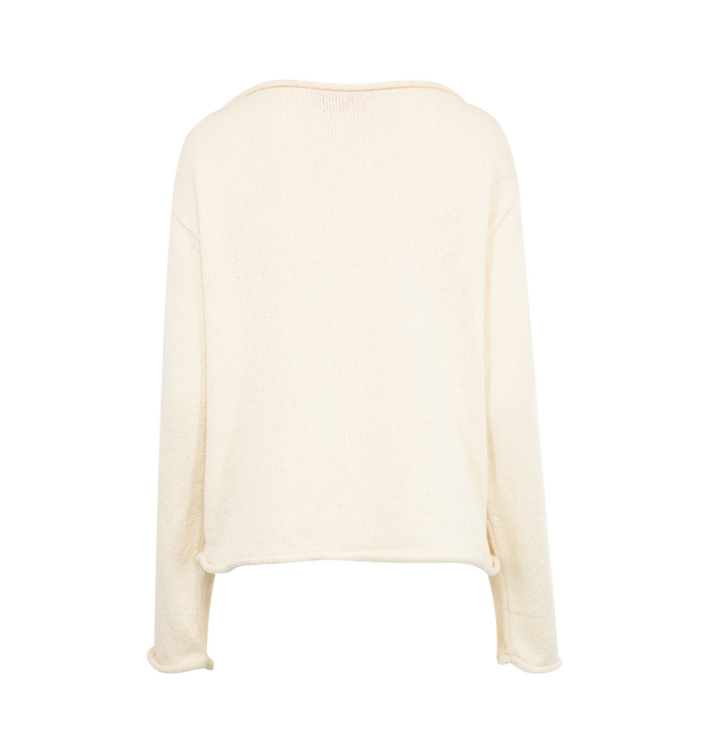 Image 2 of 2 - WHITE - THE ELDER STATESMAN Nora Lite Oversized Sweater featuring oversized off-the-shoulder top in cotton with a large, versatile roll collar, roll edge hem and relaxed fit. 100% cotton.