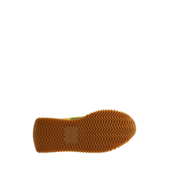 Image 4 of 5 - BLUE - Loewe Women's Sneaker in nylon and calfskin featuring an asymmetrical toe shape, a sock-like internal structure with cloud motifs on the tongue and a lightweight rubber outsole that extends to the toecap. Featuring double laces, L monogram at the side, embossed Anagram on the tongue and injected rubber LOEWE on the heel tab. Made in Italy.