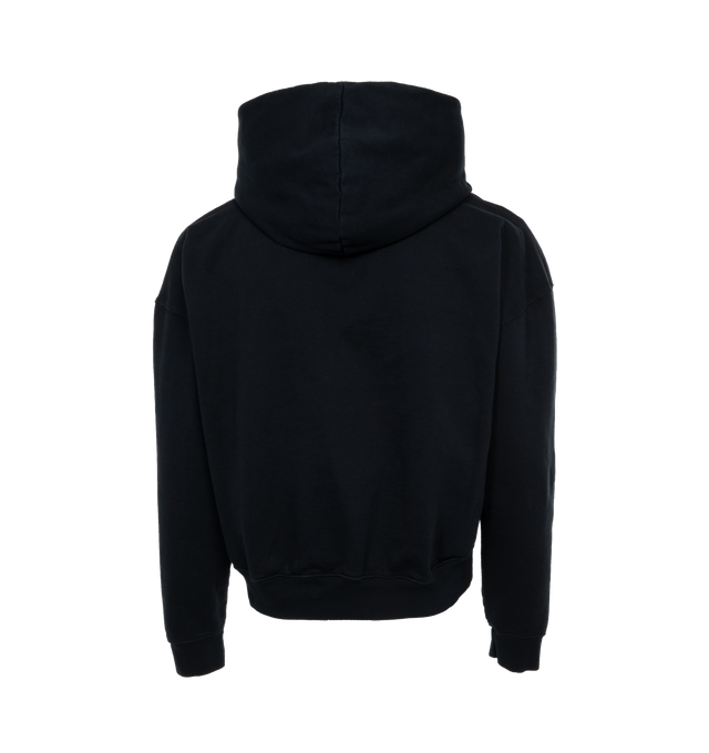 Image 2 of 3 - BLACK - RHUDE Geneve Catamaran Hoodie featuring attached hood, front kangaroo pocket, front screen print graphic and fleece lining. 100% cotton. Made in USA. 