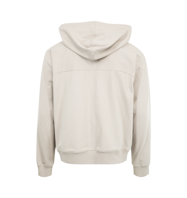 Image 2 of 3 - WHITE - RICK OWENS Windbreaker Hoodie featuring a paneled design, drawstrings at the hood, patch pockets at the waist, front zip closure and elasticized cuffs and hem. 100% cotton. Made in Italy.