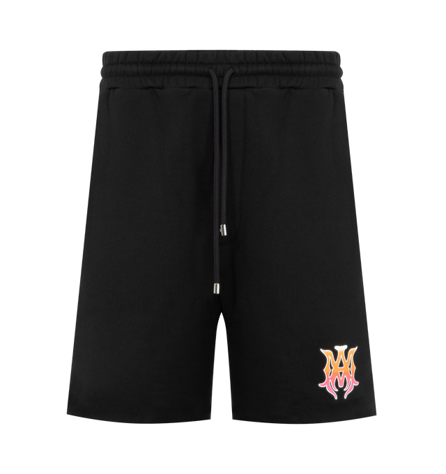 Image 1 of 3 - BLACK - AMIRI MA Surf Sweatshort featuring regular fit, elastic waistband with drawcord, MA logo at front, two side seam pockets, one rear pocket and logo patch at rear and silver tone logo tag. 100% cotton. Made in Italy.