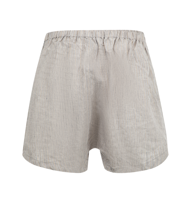 Image 6 of 7 - GREY - DEIJI STUDIOS 03 Set featuring an oversized box fit linen shirt with wide arms and a front pocket. Designed to sit mid rise, the loose fitting boxer style shorts have a faux button down fly and an elastic waist. 100% French linen.