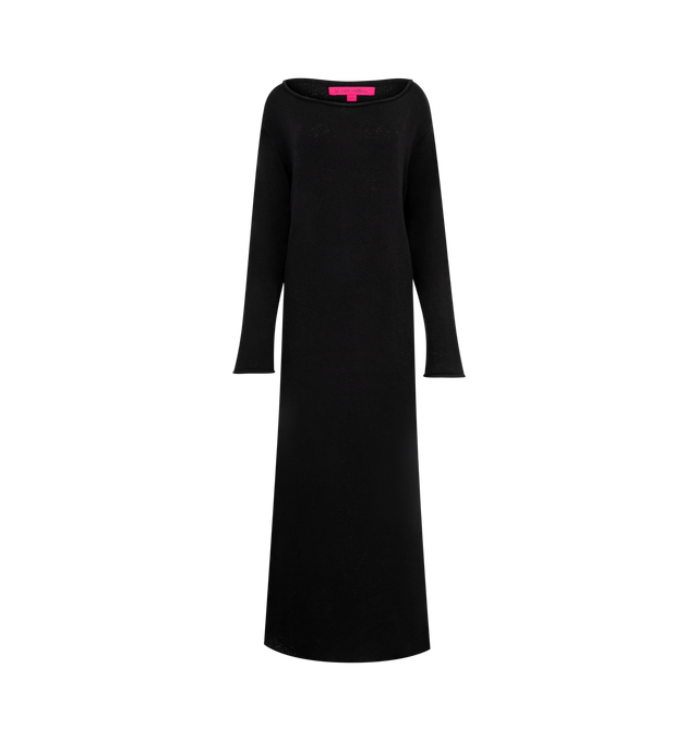 Image 1 of 2 - BLACK - THE ELDER STATESMAN Nora Lite Oversized Dress featuring ankle-length, long-sleeves, a rolled hem and jersey stitch. 100% cotton.