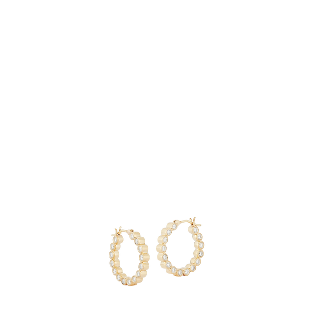 Image 1 of 1 - GOLD - RENNA Bubble Double-Sided Hoops in Medium featuring diamonds on both sides. Diamond/Diamond approx 1.83 tcw. Hirshleifers offers a range of pieces from this collection in-store. For personal consultation and detailed information about jewelry, please contact our dedicated stylist team at personalshopping@hirshleifers.com. This item may be restricted for online purchase to international clients. For assistance purchasing this item please contact our dedicated stylist team at personalsho