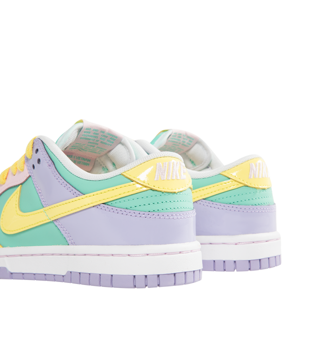 Image 3 of 5 - MULTI - NIKE Dunk Low Retro Sneaker featuring bright colors with bold blocking for standout style, leather upper that softens and gains vintage character with wear, foam midsole for lightweight, responsive cushioning and rubber outsole with classic pivot circle.