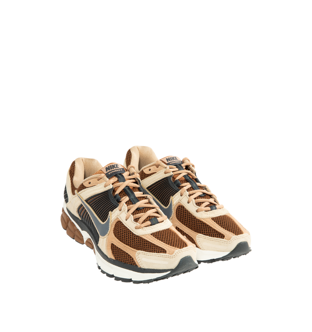 Image 2 of 5 - BROWN - NIKE Zoom Vomero 5 Sneaker featuring upper mixes real and synthetic leather, mesh panels and ventilation ports on the heel, Zoom Air cushioning, plastic caging on the side, rubber outsole and reflective details.