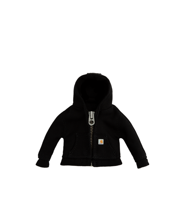 Image 1 of 2 - BLACK - Carhartt WIP Mini Active Jacket Keychain features a miniature version of the brands iconic Active Jacket silhouette attached to a metal keyring. Main Material: 100% Cotton Dearborn Canvas, 11.3 oz. Dimensions: Approx. 11 x 7 cm / 4.3 x 2.8 in. Hardware: Metal Keyring.