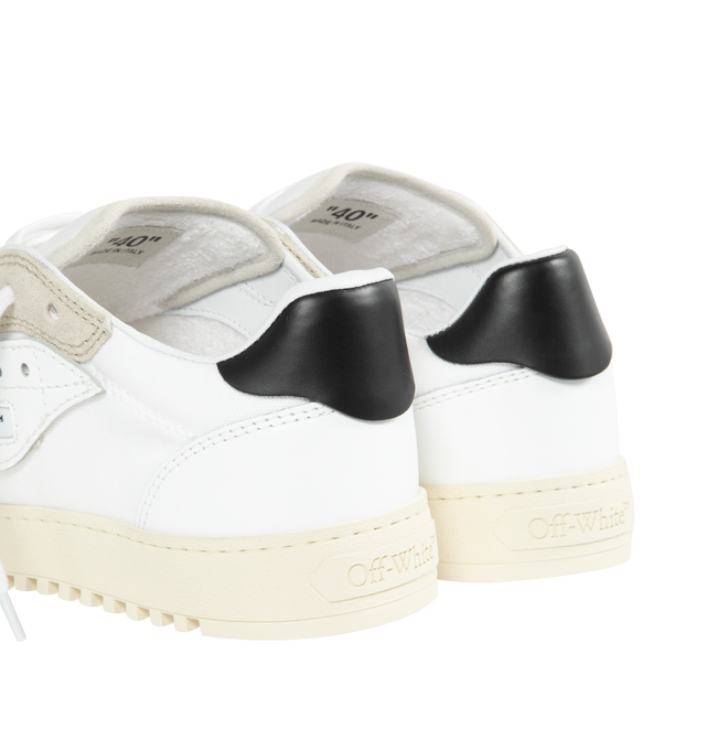 Image 3 of 5 - WHITE - OFF-WHITE 5.0 Sneaker featuring suede panelling, contrasting heel counter, logo patch to the side, branded footbed, logo-print tongue, front lace-up fastening, signature Zip Tie tag, round toe and flat rubber sole. 60% leather, 40% cotton. Sole: rubber. 