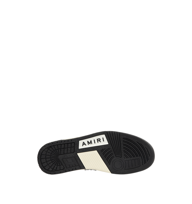 Image 4 of 5 - BLACK - AMIRI Newport Sneaker featuring smooth leather with a signature star perforation on the toe, logo detail on the sidewall, lace-up fastening and round-toe.