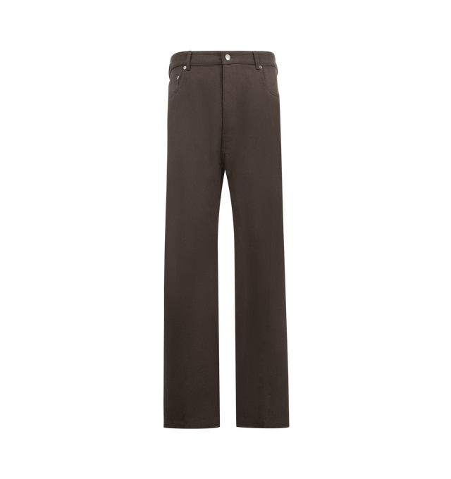 Image 1 of 3 - GREY - RICK OWENS Geth Jeans featuring a five-pocket design, concealed buttoned front, belt loops and straight leg. Made in Italy.