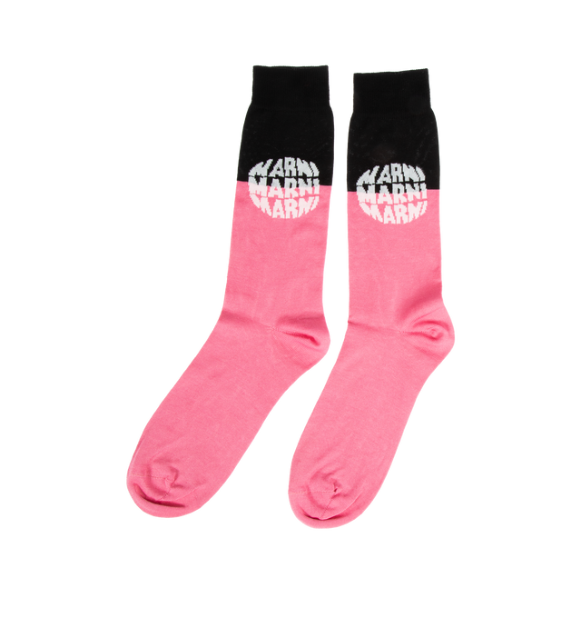 Image 2 of 2 - PINK - MARNI Jacquard Logo Socks featuring jacquard logo motif, ribbed hem and calf-length. 100% cotton.   