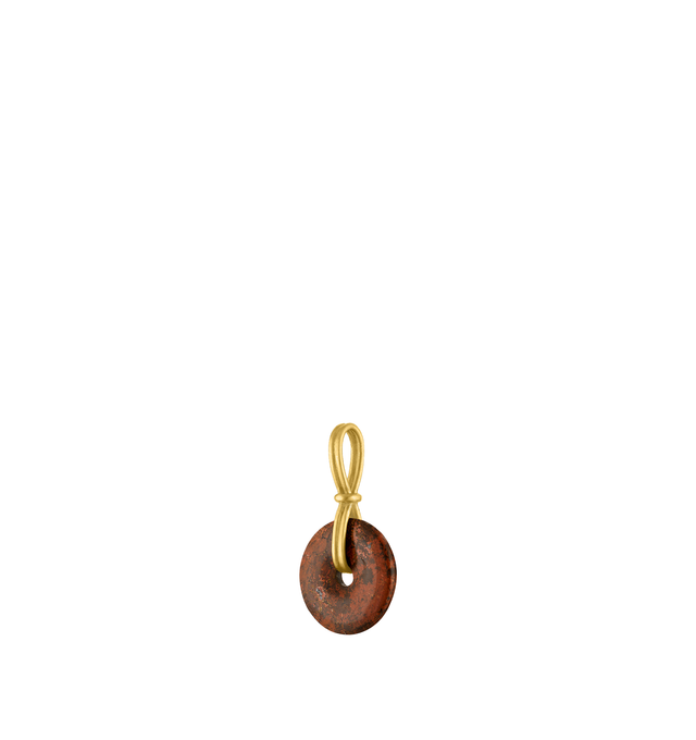 Image 2 of 2 - RED - Prounis Medium Red Jasper Discus Pendant is handcrafted from 22K yellow gold and features a speckled red jasper disc suspended on a vertical double-bail design inspired by the wheel. Dimensions: 38 mm x 21 mm. Handmade in New York. For personal consultation and detailed information about jewelry, please contact our dedicated stylist team at personalshopping@hirshleifers.com.This item may be restricted for online purchase to international clients. For assistance purchasing this item plea