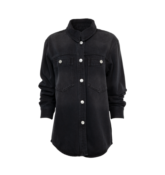 Image 1 of 3 - BLACK - ISABEL MARANT Talbot Shirt featuring spread collar, button closure, shirttail hem, single-button barrel cuffs and logo-engraved silver-tone hardware. 77% lyocell, 23% cotton. 