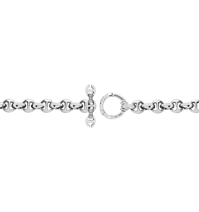 Image 2 of 2 - SILVER - HOORSENBUHS 5MM Open-Link Monogram Bracelet featuring a monogram plate with diamond accents and iconic tri-link loop and toggle closure. Sterling silver. 7 inches. Hirshleifers offers a range of initial pieces from this collection in-store. For personal consultation and detailed information about jewelry, please contact our dedicated stylist team at personalshopping@hirshleifers.com.