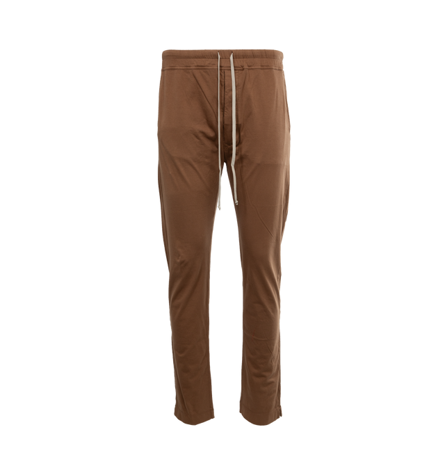 Image 1 of 4 - BROWN - DARK SHADOW Berlin Lounge Pants featuring drawstring at elasticized waistband, four-pocket styling, button-fly and raw edge at cuffs. 100% cotton. Made in Italy. 