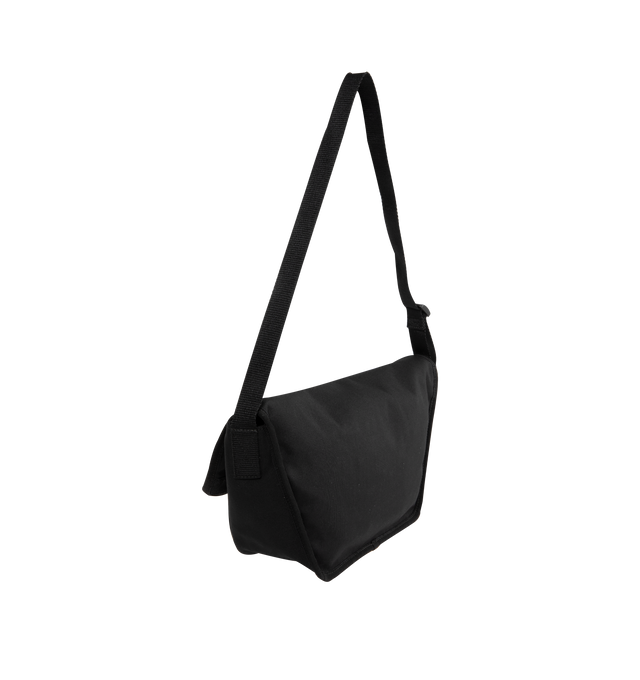 Image 2 of 3 - BLACK - BALENCIAGA Explorer Flap Messenger Bag Small in black washed recycled nylon featuring washed effect, adjustable strap (drop: 20.4 inch), crossbody and shoulder carry, Balenciaga patch at front, metal hook on the front, matte black hardware, flap closure, 1 main compartment, 1 inner zipped pocket and polyester and cotton blend lining. L12.8 x H3.9 x W2.9 inch. Polyamide and polyester. Made in Italy.