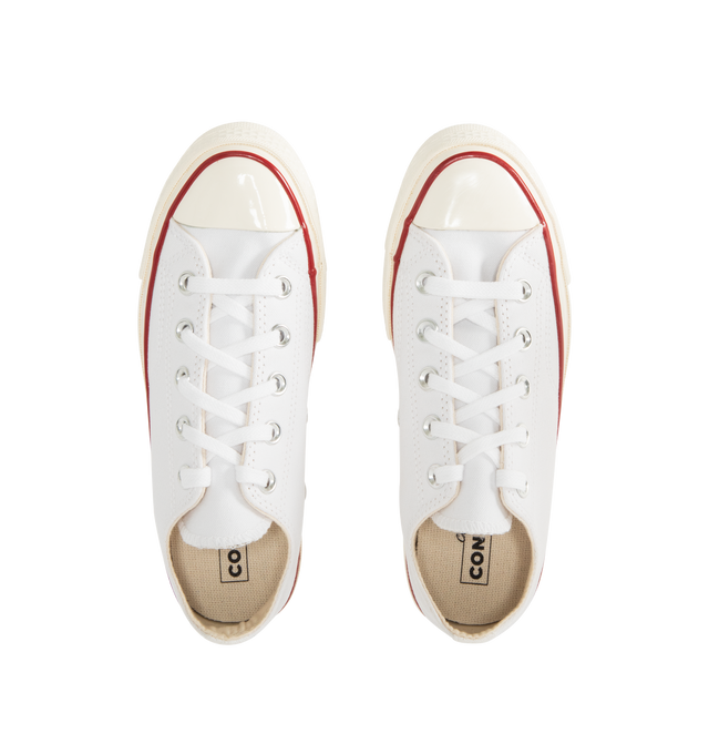 Image 5 of 5 - WHITE - Converse Chuck 70 Sneakers featuring heavyweight, durable canvas, OrthoLite cushioning, varnished, off-white midsole and toe cap and classic All Star license plate. Unisex style in Men's sizes.