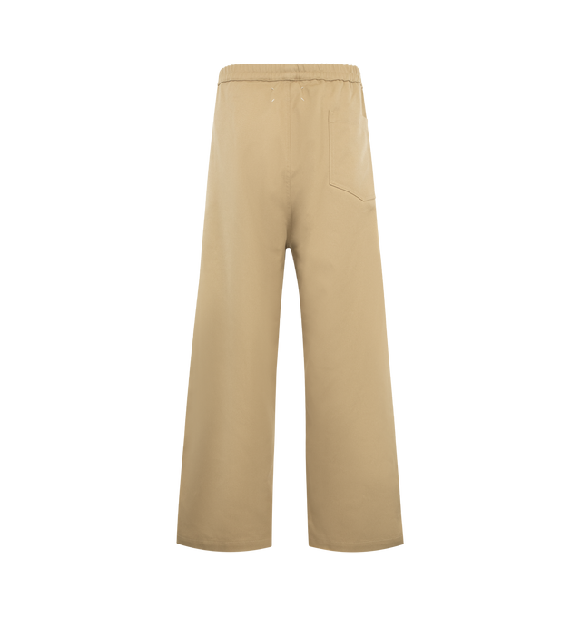 Image 2 of 3 - BROWN - MAISON MARGIELA Pleated Wide-Leg Pants featuring a relaxed silhouette, full-length wide legs, an elastic waist, back patch pockets, a mid rise and straight hem. 60% polyester, 40% cotton. Made in Italy.