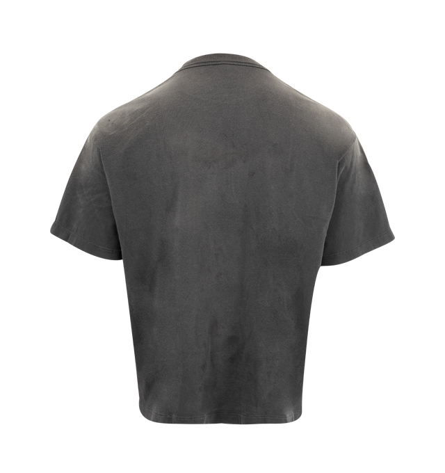 Image 2 of 2 - BLACK - SAINT MICHAEL Saint Maria T-shirt featuring a worn-in and distressed design, ribbed crewneck, short sleeves and front graphic print. 100% cotton. Made in Japan.