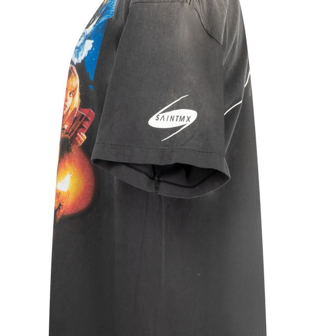 Image 3 of 3 - BLACK - SAINT MICHAEL HP Sorcerer's Stone Tee featuring regular fit, crewneck, dropped shoulders, short sleeves, straight hem and graphic print. 100% cotton.