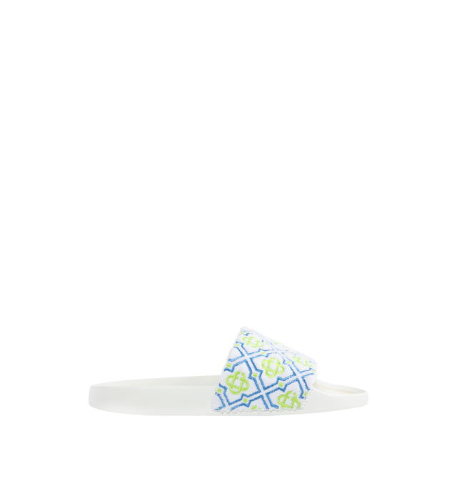 Image 1 of 4 - GREEN - CASABLANCA Monogram Pool Slides featuring monogram towelling fabric, diamond monogram on its uppers and padded rubber soles. 100% polyester. Made in Portugal.