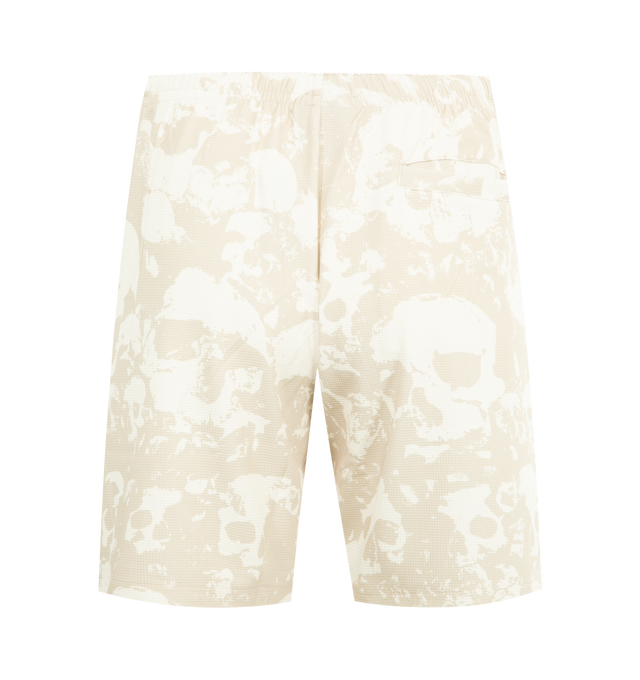 Image 2 of 3 - NEUTRAL - PLEASURES Despair Active Short featuring print throughout, stripe down leg, elastic waist and logo patch on leg. 94% polyester, 6% spandex technical knit.