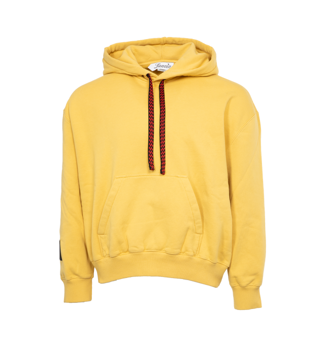 Image 1 of 4 - YELLOW - LANVIN LAB X FUTURE Curb Lace Hoodie featuring drawstring hood, ribbed cuffs and hem, logo embroidered on hood and kangaroo pocket. 100% cotton. 