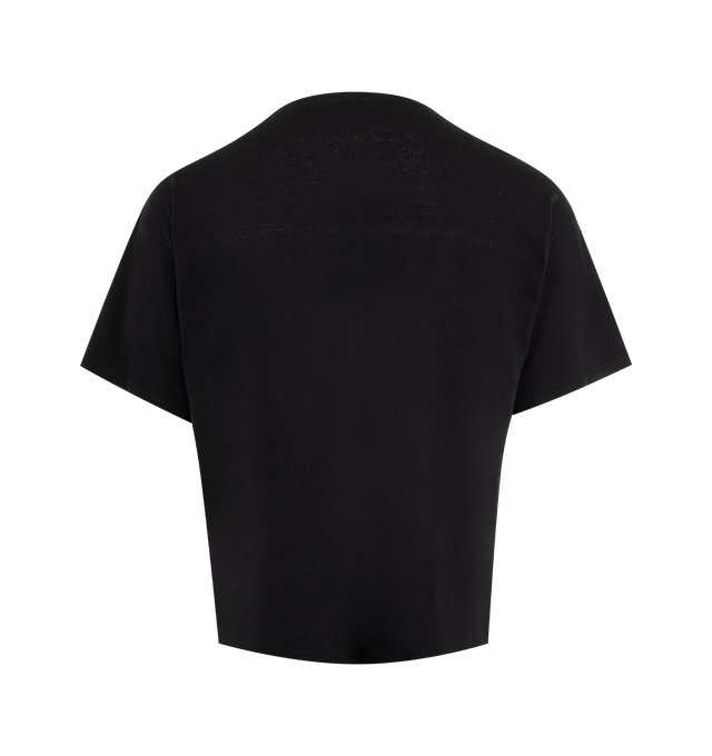 Image 2 of 2 - BLACK - THE ROW Stockton Top featuring short-sleeved crewneck t-shirt in textured natural silk with ribbed neckline and boxy fit. 99% silk, 1% polyamide. Made in Italy.
