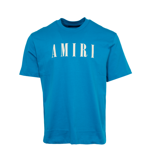 Image 1 of 2 - BLUE - AMIRI Core Logo Tee featuring short sleeves, crew neck, relaxed fit and logo across the chest. 100% cotton.  